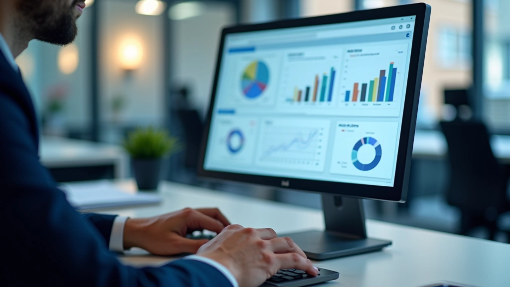 Computer-Bildschirm mit einer Datenbank-Benutzeroberfläche und statistischen Grafiken