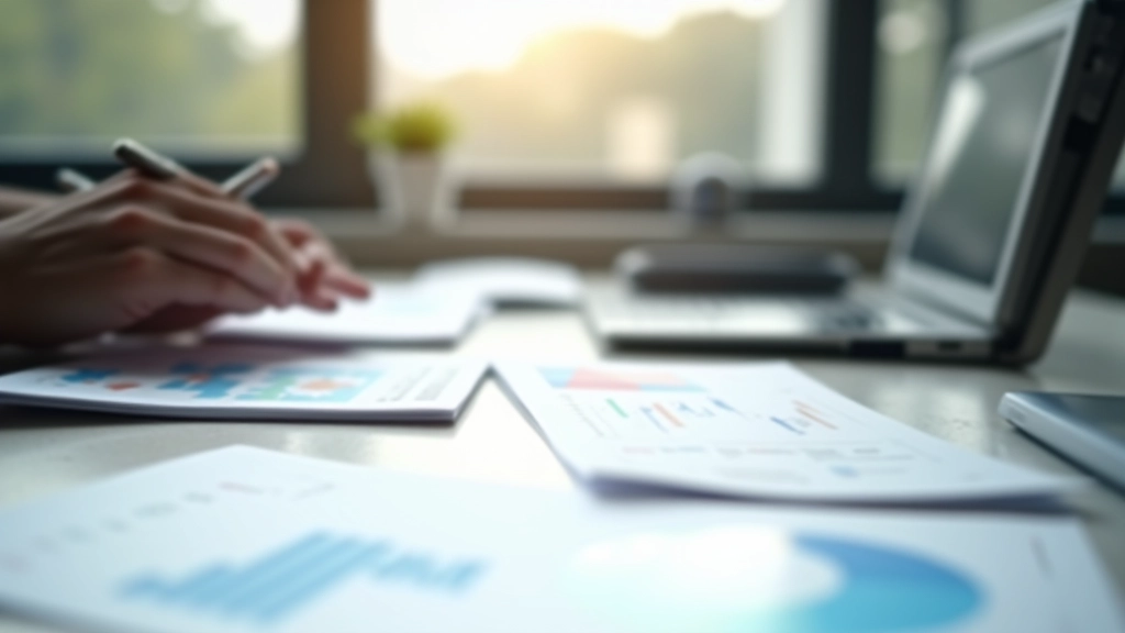 Arbeitsbereich mit Wirtschaftsdaten und Analysematerialien